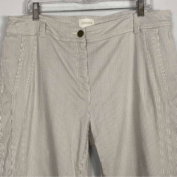 CHICO'S Striped Twill Stretch Utility Pants - Picture 3 of 9